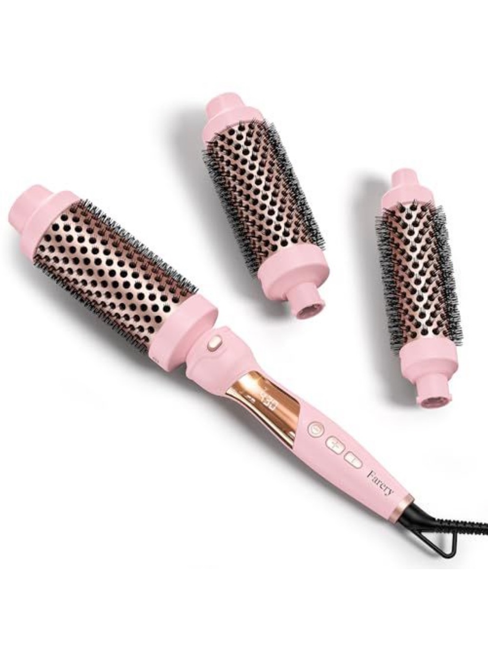 Pink 3-in-1 Rotating Hot Air Brush - Women Hair Styling Set